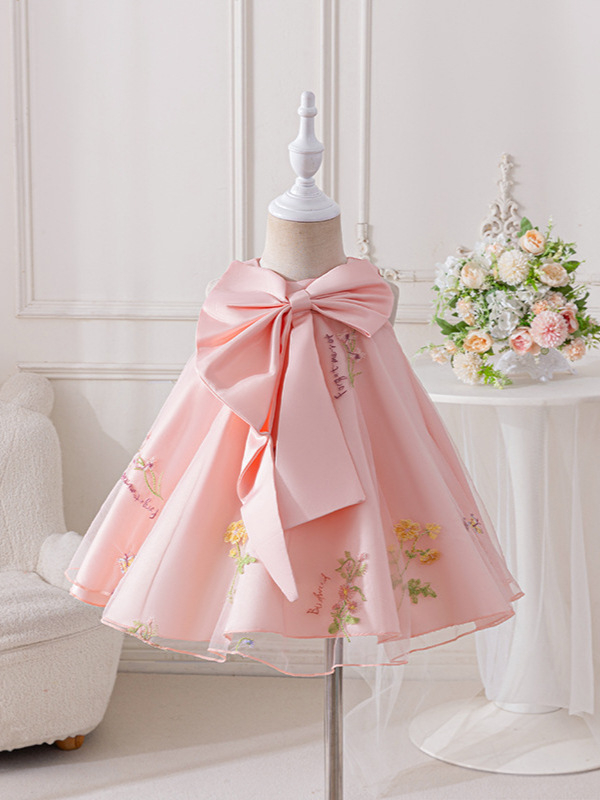 Dječja haljina s čipkastim vezom i tutu suknom, poliester materijal, A-linija kroj, podstava 100% poliester, proljeće 2025 izdanje