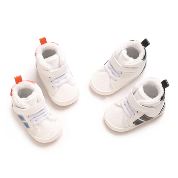 Детски маратонки с PU горна част, висок връх, Casual стил, антиплъзгащи и износоустойчиви, закопчаване с лепенка, за деца 12–36 месеца
