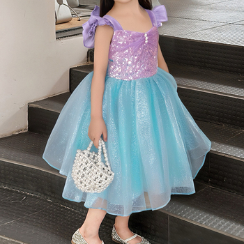 Παιδικό φόρεμα γοργόνα-πριγκίπισσα, πολυεστέρας, γραμμή Α, για 3–8 ετών, Άνοιξη 2025