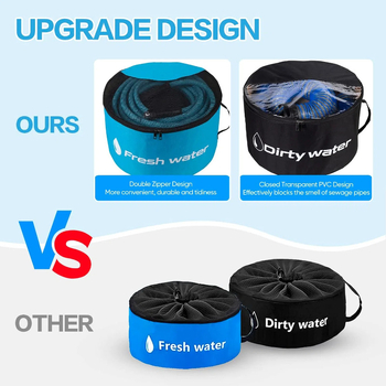 Shujin RV tömlő tároló táska, vízálló, összecsukható, hengeres, Oxford anyag