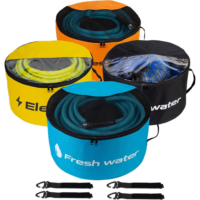 Shujin RV tömlő tároló táska, vízálló, összecsukható, hengeres, Oxford anyag