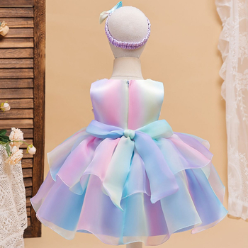 Αμάνικη gradient φόρεμα για κοριτσάκι, ύφασμα από μίγμα βαμβακιού με επένδυση πολυεστέρα, ενζυματικό πλύσιμο, για ηλικίες 1–3 ετών, όλες οι εποχές, βραδινό φόρεμα