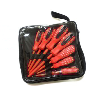 Седемчастен изолиран комплект отвертки за дома, магнитни върхове, пробник за напрежение, Cr_V хром-ванадий стомана