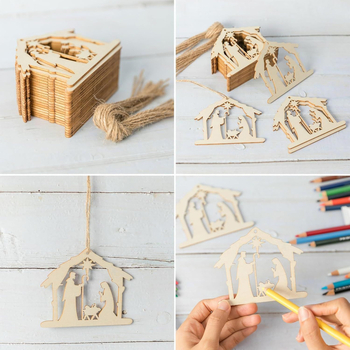 Boxwood Ξύλινο Κρεμαστό με Σκηνή Γέννησης – Ατελής Ξύλινος Διακοσμητής Πόρτας