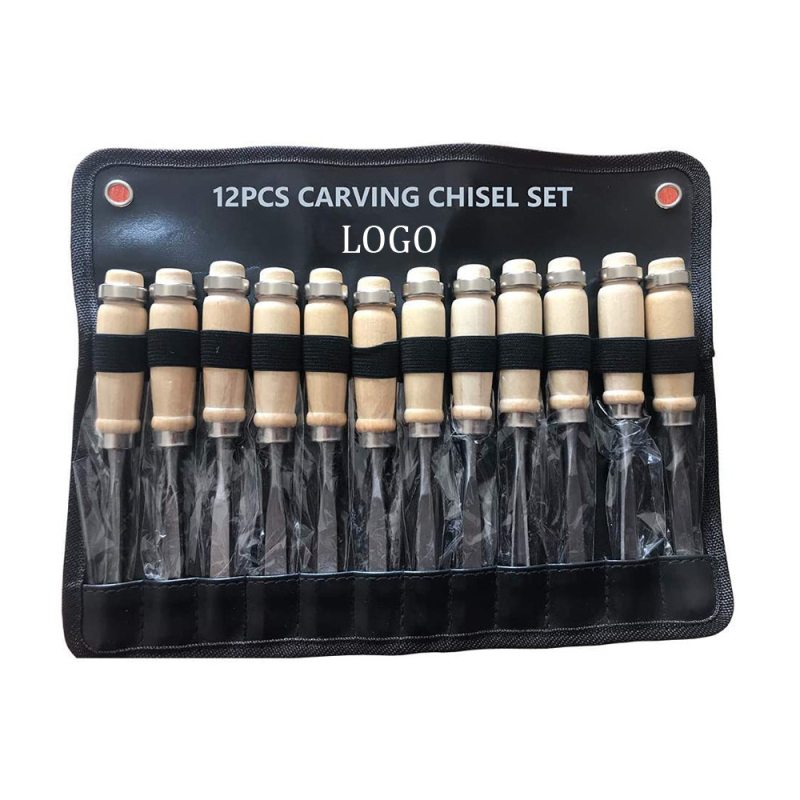 Medžio drožybos įrankių rinkinys – 12 dalių, rankiniai kaltai ir drožimo peilis Paisheng