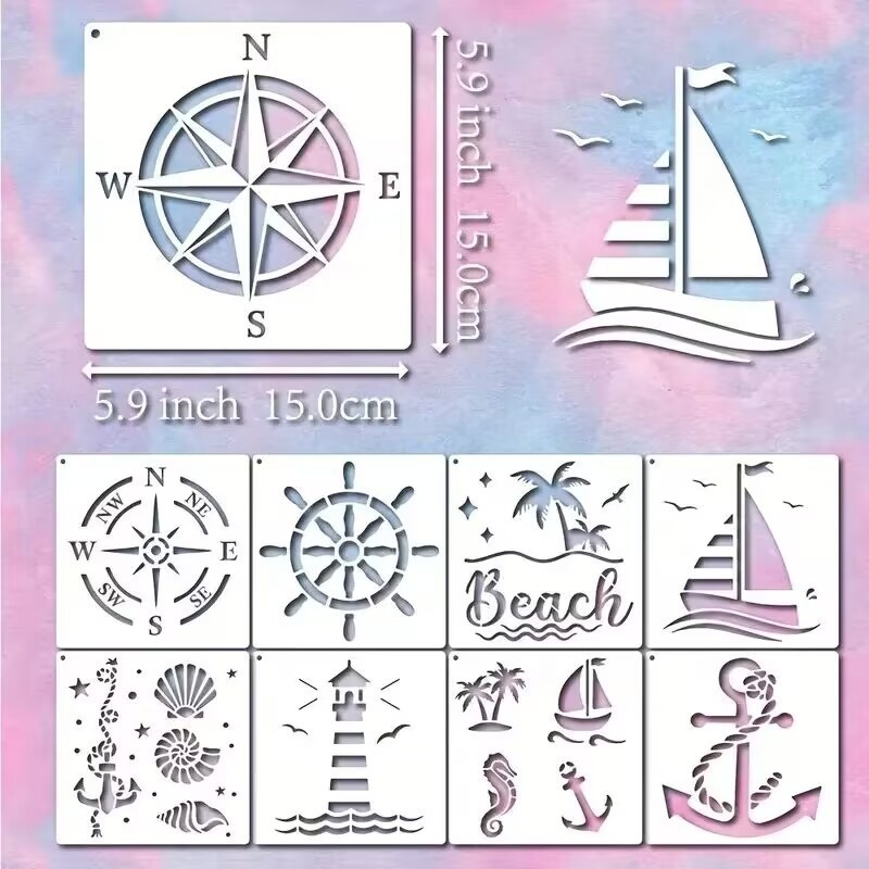 Piešimo šablonas su tarptautinės navigacijos tema – PET plokštė su iškirpimais DIY grafitiui