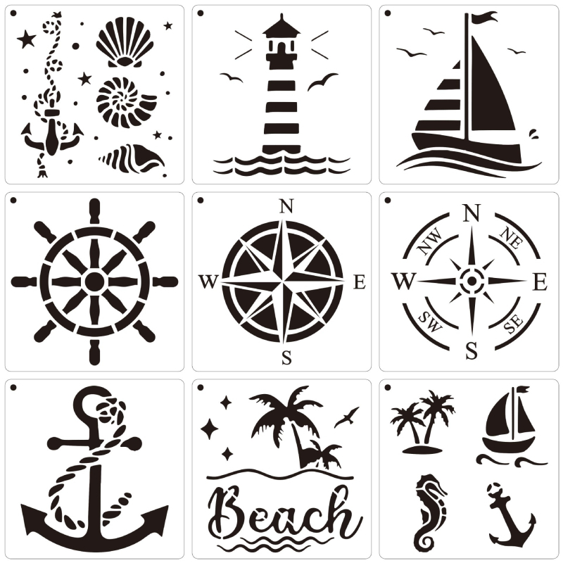 Piešimo šablonas su tarptautinės navigacijos tema – PET plokštė su iškirpimais DIY grafitiui