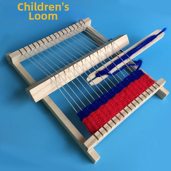 Ξύλινο DIY αργαλειός για παιδιά — εκπαιδευτικό ξύλινο παιχνίδι για πλέξιμο με μαλλί, βελτιώνει τη νοητική ανάπτυξη και τον συντονισμό ματιού-χεριών, κατάλληλο για 7–14 ετών