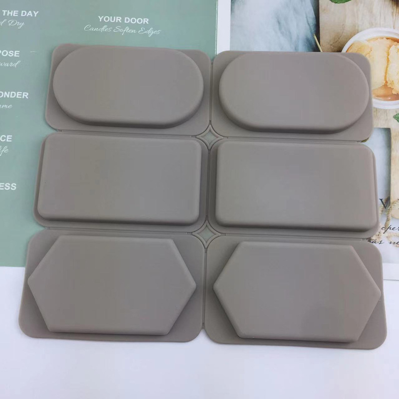 Силиконова форма за печене с 6 кухини в неравни форми: ромбовидни, правоъгълни и елипсовидни, за ароматерапия — самостоятелна OPP опаковка