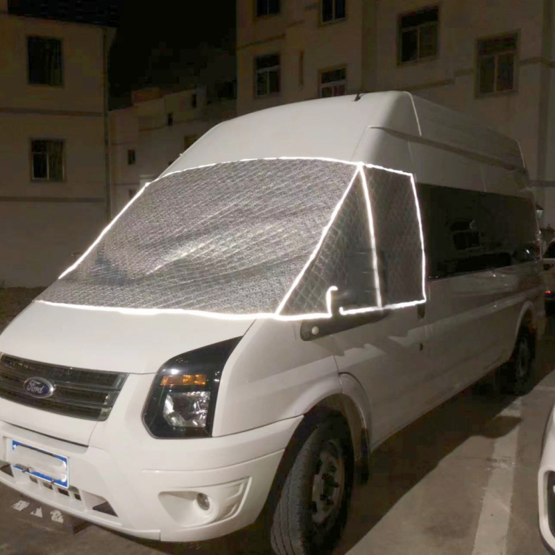 Снегозащитно покривало за предното стъкло на Ford B-класа RV V348 от Xinghe Artisan — алуминиево фолио, клетчат узор, удебелен, прост стил, 1.5 кг, монтаж с вградена карта
