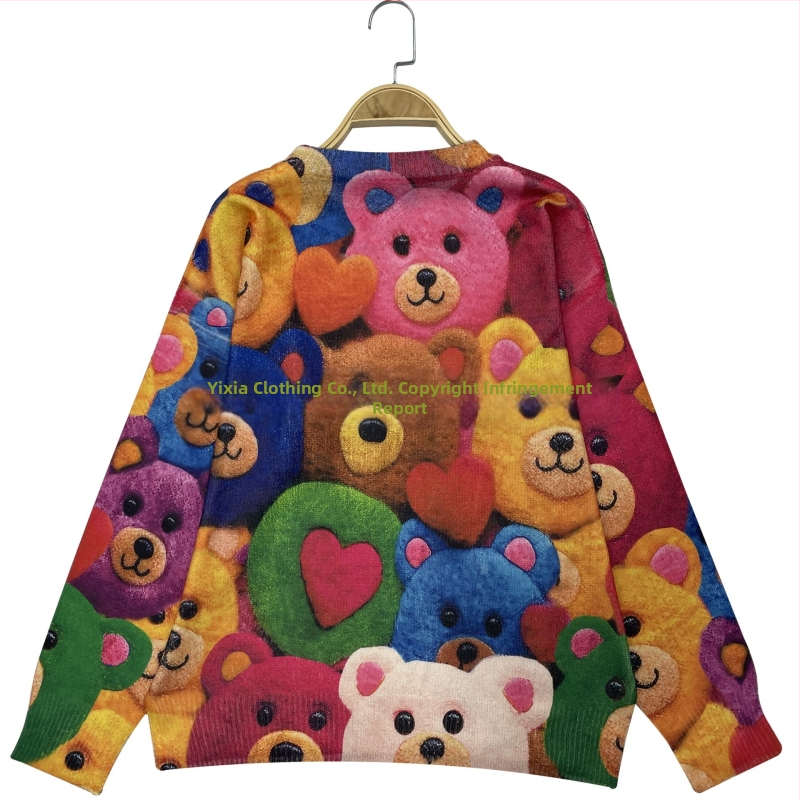 Dámsky pletený sveter s celoplošným vzorom, kruhový výstrih, pulóver, jar 2025