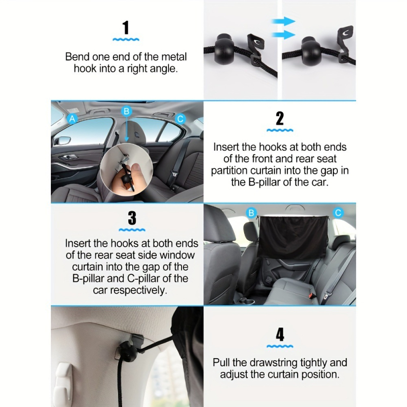 Automobilio priekinė ir galinė pertvara užuolaida, stora nepralaidi 190T audinys, pakabos montavimas, bendras taikymas, pritaikytas apdorojimas