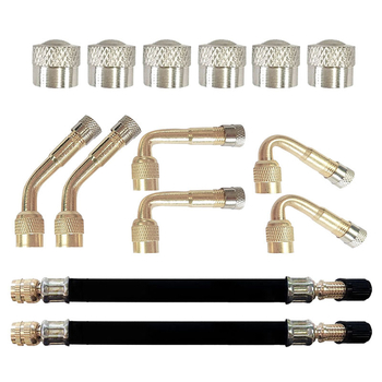 Bezdūšu ventila pagarināšanas komplekts — vara ventils, skrūvējams savienojums, parasts kodols, piemērots automobiļiem, kravas automašīnām un velosipēdiem