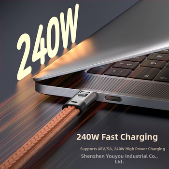 PD240W greito įkrovimo odinis kakliukas kabelis – USB-C ir Lightning, skirtas Android ir Apple įrenginiams, modelis A57