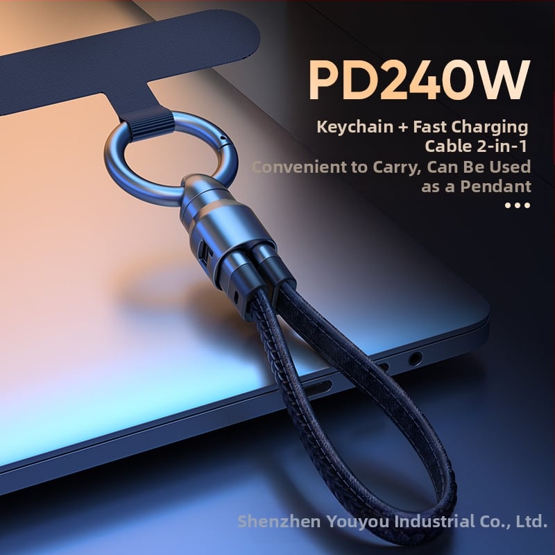 PD240W ātrās uzlādes ādas siksnas kabelis – USB-C un Lightning, Android un Apple ierīces, Modelis A57