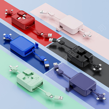 3-в-1 USB кабел за бързо зареждане 66W с прибиращ се дизайн (Lightning, Micro USB, USB-C) за Android, iPhone и Huawei