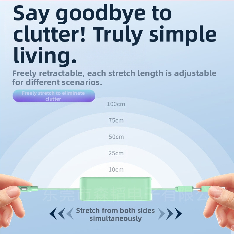 3-в-1 USB кабел за бързо зареждане 66W с прибиращ се дизайн (Lightning, Micro USB, USB-C) за Android, iPhone и Huawei