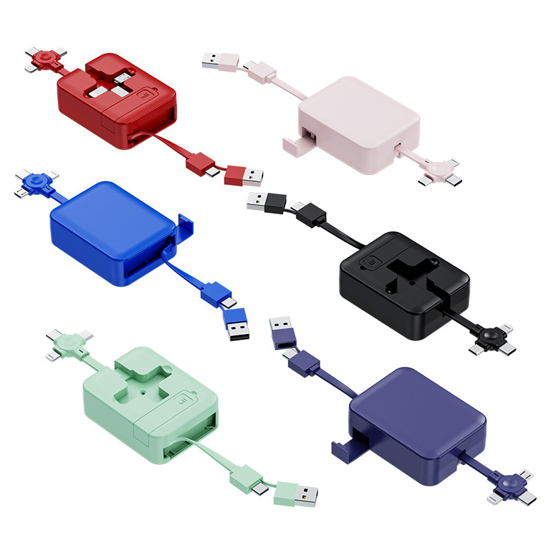 3-v-1 kábel s 66W rýchlym nabíjaním a sťahovacím dizajnom (Lightning, Micro USB, USB-C) pre Android, iPhone a Huawei