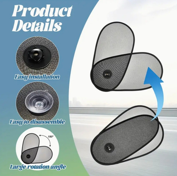 Parasolar auto din plasă cu ventuze pentru geamuri, stil simplu