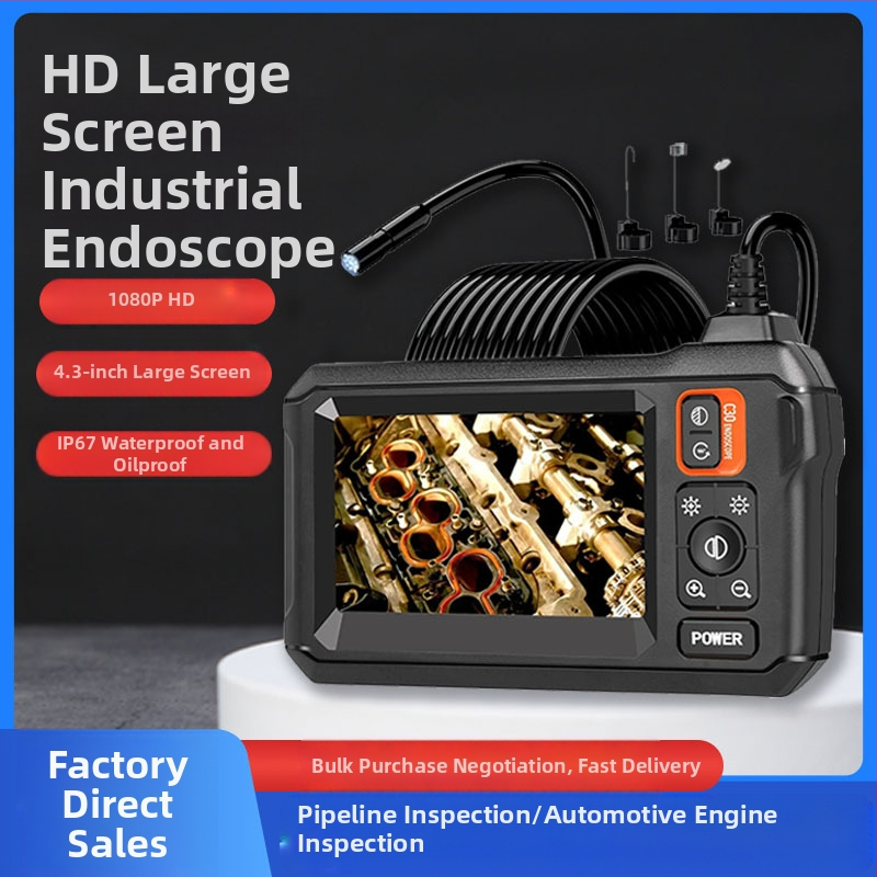 C30-M industrijski endoskop za cijevi s 1080P, 4,3-inčni LCD, IP67, 70° kut gledanja, 8 mm sonda
