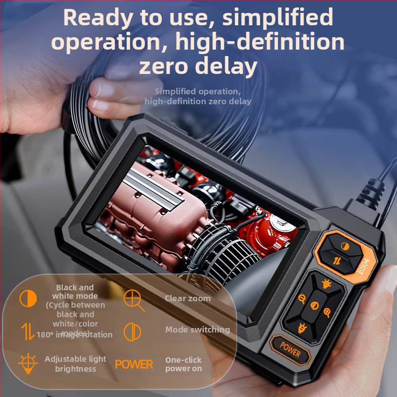Ендоскоп с дисплей за индустриална поддръжка и инспекция на автомобилни тръби, диаметър на сонда 8.5, IP67 водоустойчив, работна дължина 20–100, 4.3 инча дисплей, LED осветление