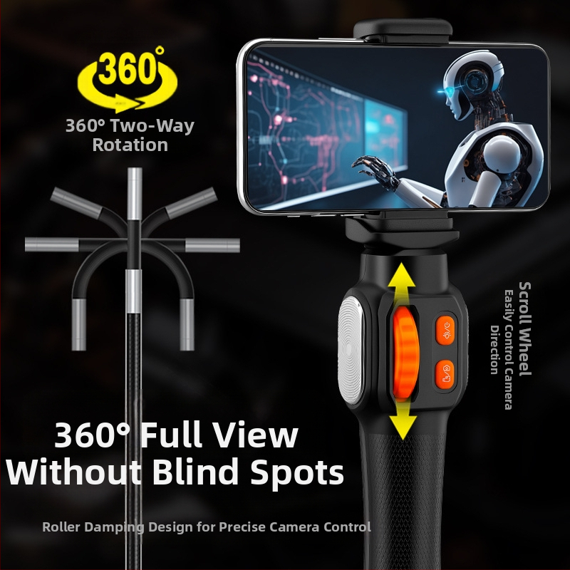 Pramoninis endoskopas oro kondicionavimo vamzdžių tikrinimui, probe skersmuo 6 mm, IP67 atsparus vandeniui, darbo ilgis 1 m / 1,5 m / 2 m, raiška 1920x1080, LED apšvietimas