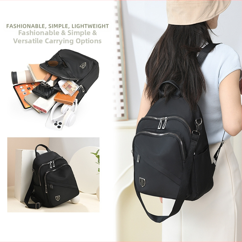 Nylonový batoh pre voľný čas a cestovanie (zipsové zatváranie, nepremokavý, vrecko na ID, vonkajšie otvorené vrecko)