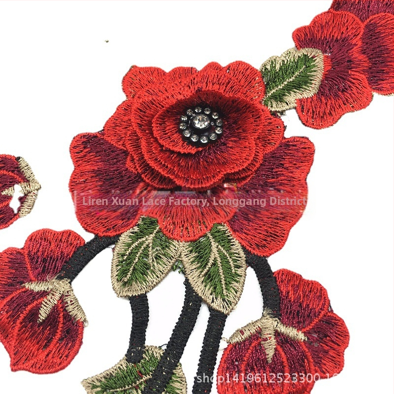 Vyšívaná čipka lem pre odevy; polyesterové vlákno; vhodné pre dámske oblečenie, klobúk a džínsy