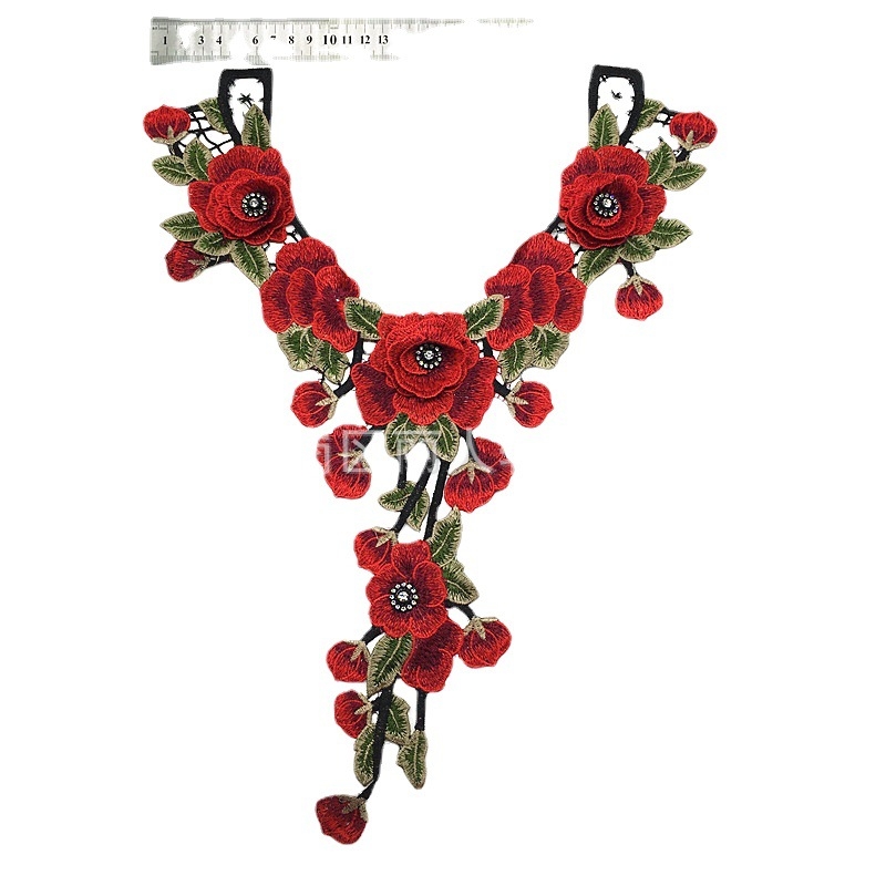 Dantelă brodată pentru îmbrăcăminte; fire de poliester; potrivit pentru haine femei, pălării și jeanși