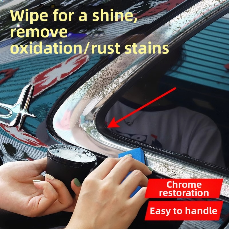 Automobiļas logotipa rūsas noņēmējs uz hromētām virsmām – oksidācijas remonts, renovējošs tīrīšanas līdzeklis