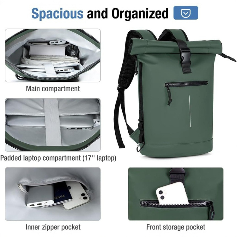 Ruksak s vodootpornim PVC materijalom za aktivnosti na otvorenom, unisex, za 16-inčni prijenosnik, kapacitet do 20 L, zakrivljene naramenice