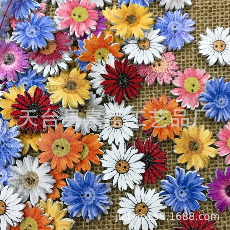 Garbo Crtani Drveni Gumbi U Obliku Krizanteme Za DIY – Tiskarski Proces, Kućna Dekoracija