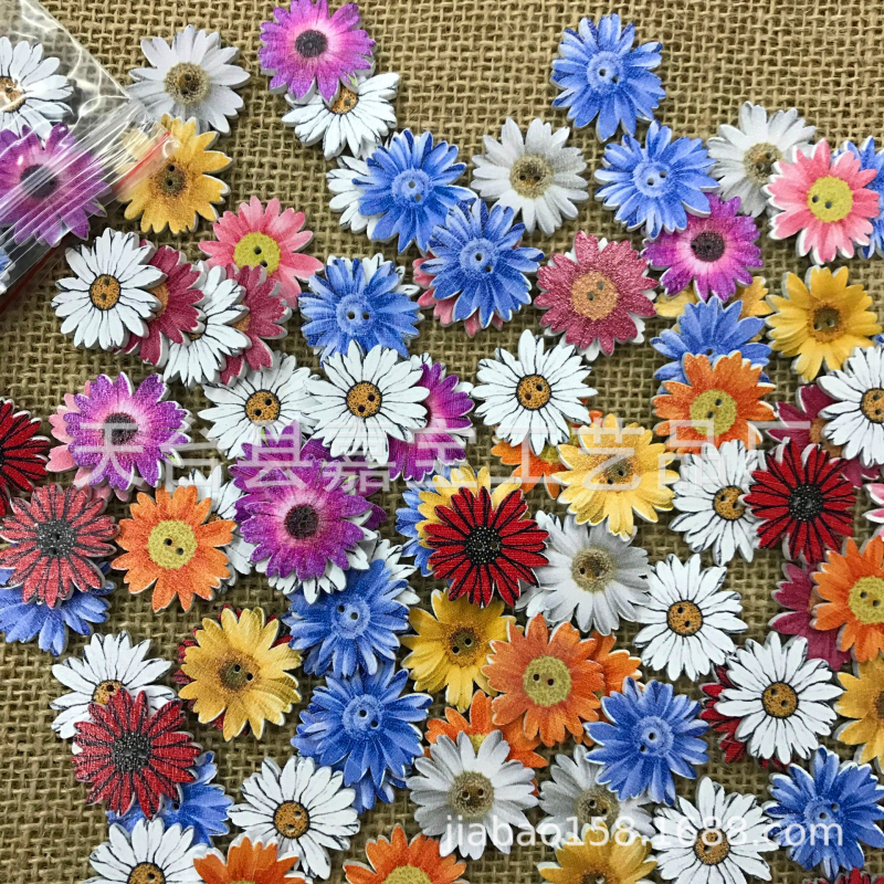 Garbo Crtani Drveni Gumbi U Obliku Krizanteme Za DIY – Tiskarski Proces, Kućna Dekoracija