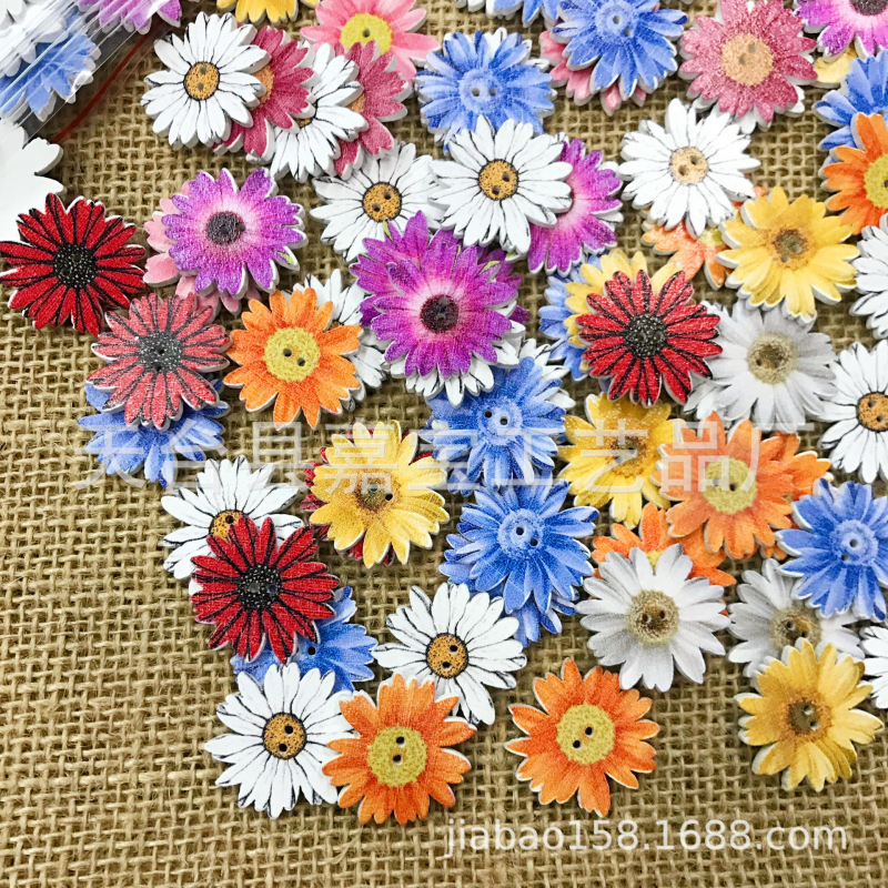 Garbo Crtani Drveni Gumbi U Obliku Krizanteme Za DIY – Tiskarski Proces, Kućna Dekoracija