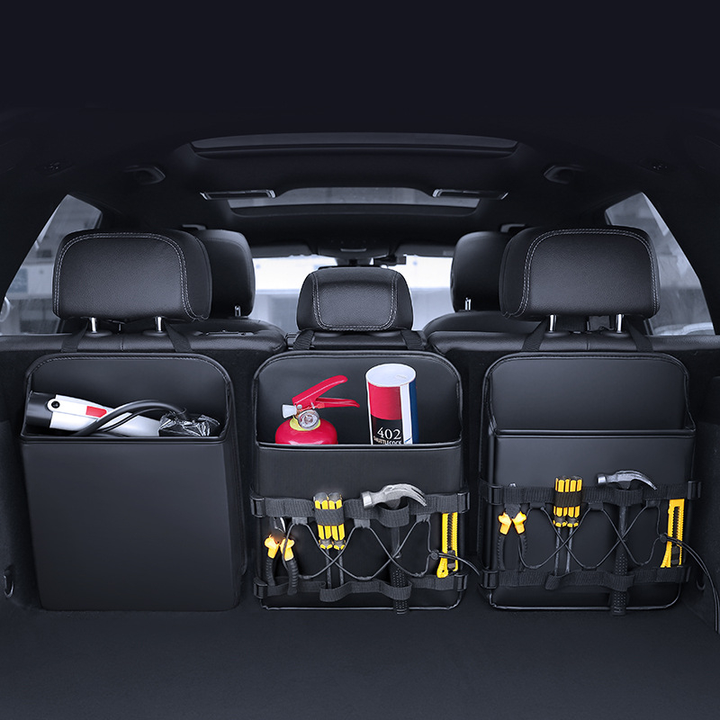 Kožna viseća kutija za skladištenje u prtljažniku automobila, kapacitet 9000 ml, montira se na stražnji naslon sjedala, vodootporna, otporna na naprezanje, prilagodljiva uz mogućnost tiska logotipa, s ručkom.