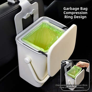 Stražnja viseća kanta za otpad u automobilu s poklopcem – plastični spremnik u obliku bačve, okretni poklopac, velika kapaciteta