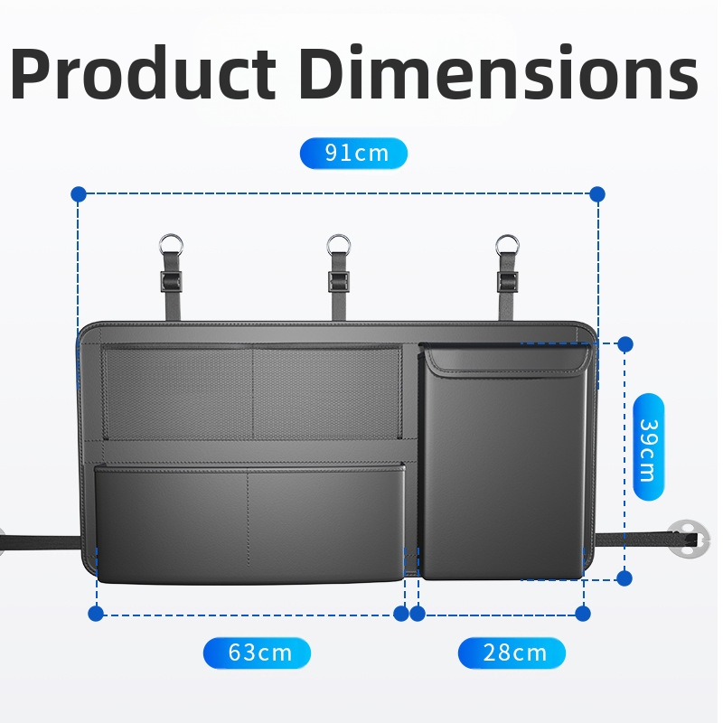 Kožená taška na skladovanie do batožinového priestoru, zavesiteľný dizajn, tlakovo odolný, univerzálne použitie