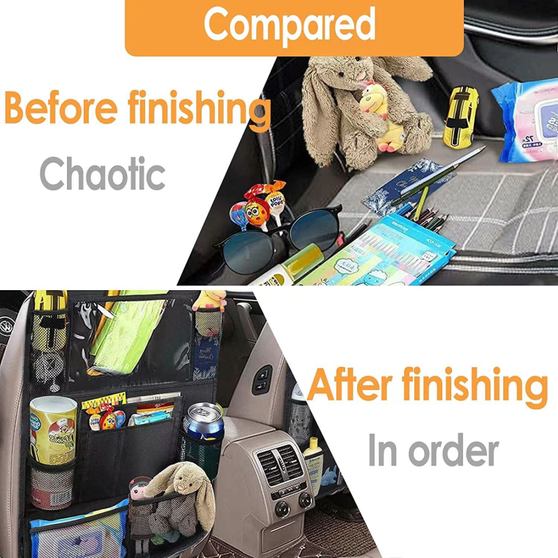 Automobilio sėdynės galinės dalies laikymo krepšys — pakabinamas organizatorius, Oxford audinys, įrengimas komplekte, su logotipo atspaudu