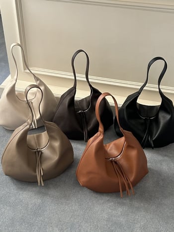 Geantă Tote cu capacitate mare, stil urban minimalist, PU material, căptușeală poliester, închidere cu fermoar, formă pătrată orizontală, buzunar interior cu fermoar.