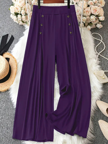 Широки дамски панталони с ластична талия, полиестер със спандекс, леки, пролет-лято 2025