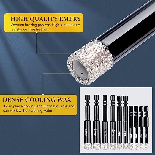 11-частен комплект шестограмен държач за пробиване на отвори с изпъкнала глава, механизъм за бързо освобождаване и самозадържащ прът