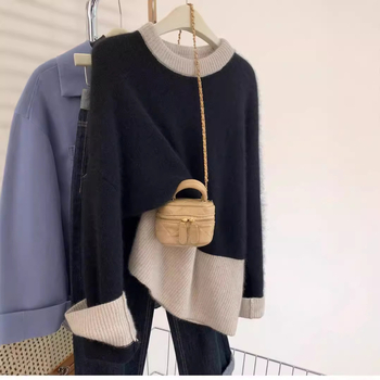 Džemper od poliester vlakana s kontrastnim uzorkom, srednja debljina, dugi rukavi, okrugli izrez