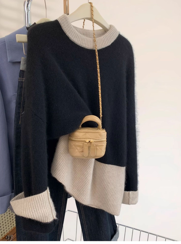 Džemper od poliester vlakana s kontrastnim uzorkom, srednja debljina, dugi rukavi, okrugli izrez