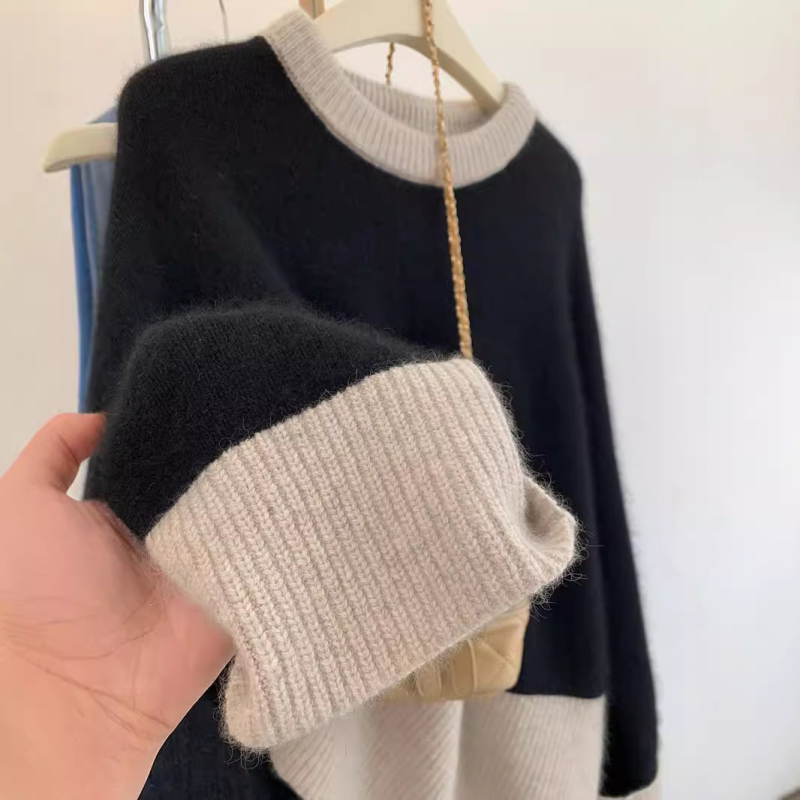 Džemper od poliester vlakana s kontrastnim uzorkom, srednja debljina, dugi rukavi, okrugli izrez