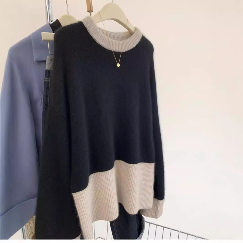 Džemper od poliester vlakana s kontrastnim uzorkom, srednja debljina, dugi rukavi, okrugli izrez