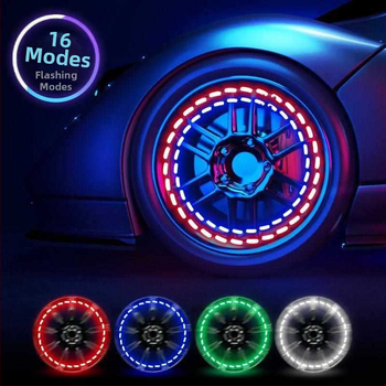 Saulės energijos LED lemputė automobilių ratų hub dangteliui, daugiaspalviu mirksėjimu ir logotipo kontūru