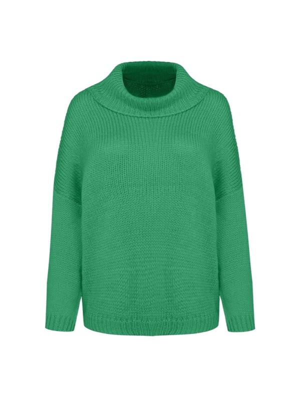 Pulover damă cu guler înalt, poliester, croială Slim, mâneci lungi, țesătură groasă, formare la temperatură înaltă, Primăvara 2025