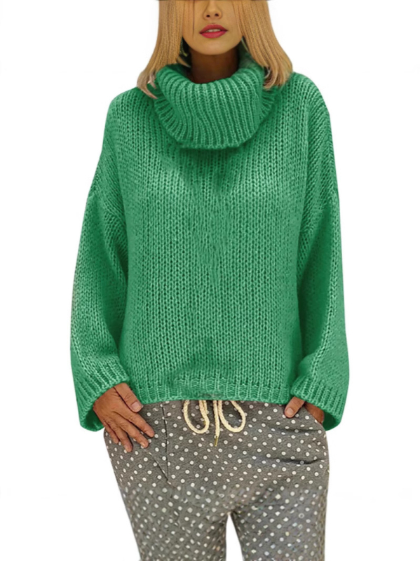 Pulover damă cu guler înalt, poliester, croială Slim, mâneci lungi, țesătură groasă, formare la temperatură înaltă, Primăvara 2025