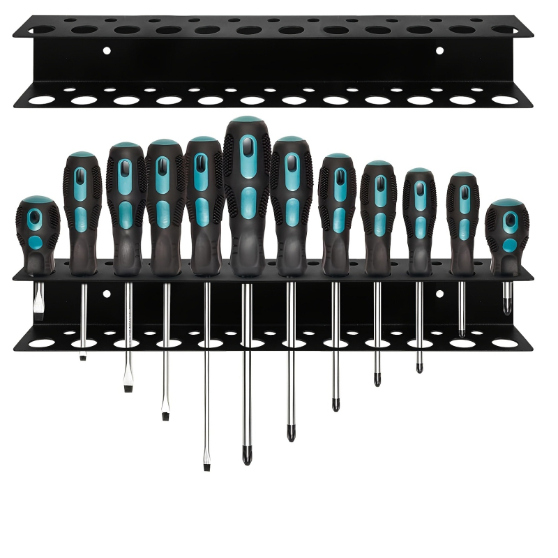Метален стенен органайзер за инструменти, 1 бр., 23 дупки за съхранение на винтове