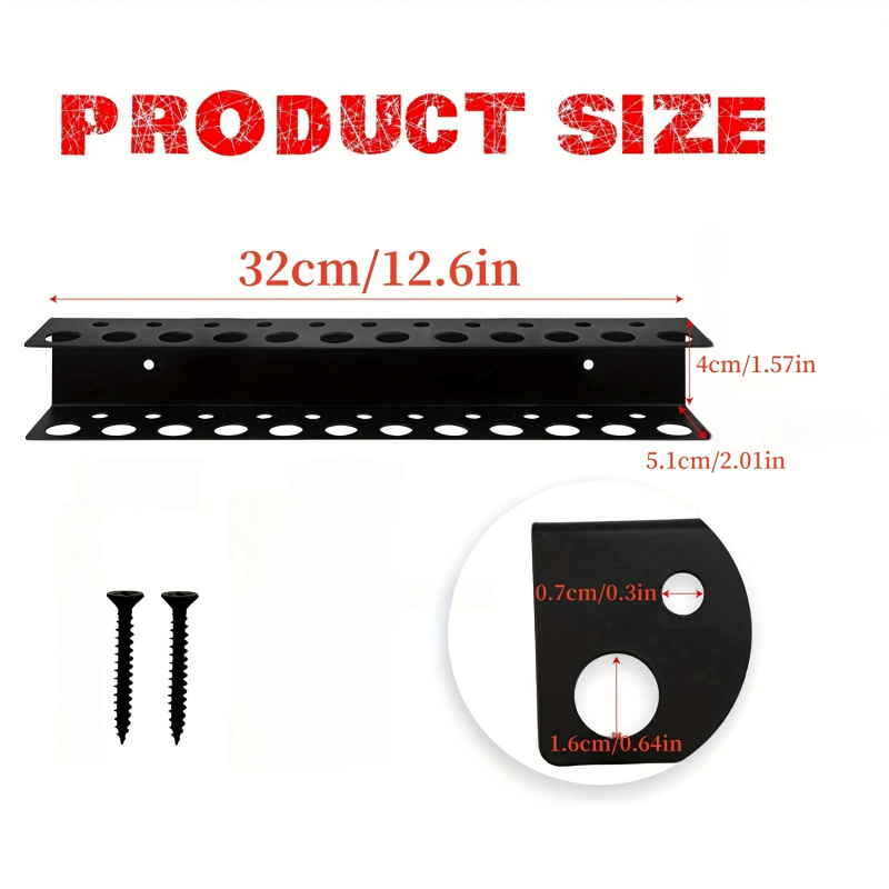 Метален стенен органайзер за инструменти, 1 бр., 23 дупки за съхранение на винтове
